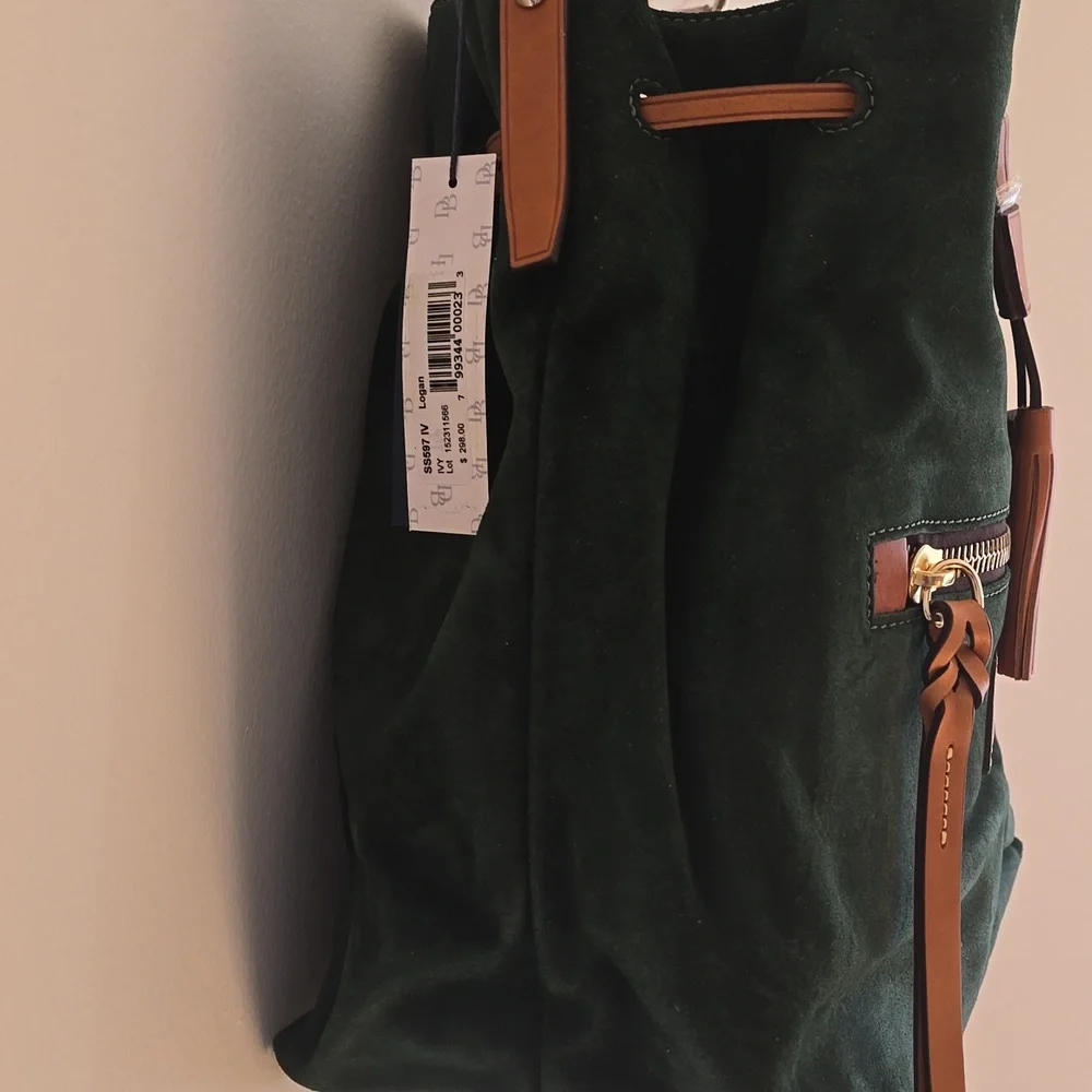Dooney & Bourke Green Suede Bucket Bag - Picture 6 of 16